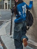 Hip 3D cargo denim banding pants