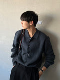 Cash Like Collar Button Cardigan Knit
