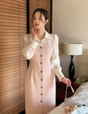 Robarue Shirred Collar Color Matching One Piece