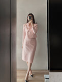 Elisa tweed slit skirt
