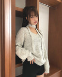 [Muffler SET] Mor V-neck loose fit long knit