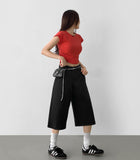 Mayonnaise Side Shirring Crop Short Sleeve T-Shirt