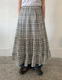 Reimi Banding Check Tiered Long Skirt