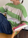 Monomo Linen Stripe Color Short Sleeve Knit