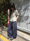 Maroon Side Button Wide Denim Pants
