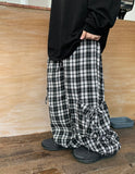 Kyuuna String Banding Wide Ribbon Check Cargo Pants