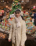 Orchid wool collar long cardigan