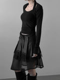 Orbe Backslit Halter Tee