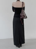 Striped knot long skirt