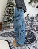 Kens zipper cargo denim pants