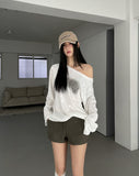 Butterful Print Off-Shoulder Long Sleeve
