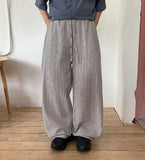 [unisex] Necket linen stripe banding pants