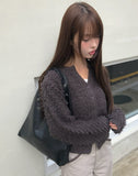 Yufit Fluffy Wool Fur Long Sleeve Cardigan