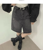 Trend Denim Midi Slit A-Line Skirt