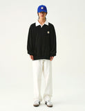 Flower Dot Embroidery Collar Sweatshirt
