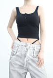 Noise Button Ribbed Sleeveless