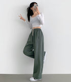 Brushed Bly Vivid Color Long Wide Banding Training Pants