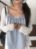 Dough Dot Frill Button Sleeveless