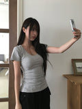 Boin Modal Slim U-Neck Slim Short Sleeve T-shirt