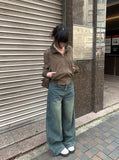 Weven Vintage Washed Denim Wide Pants