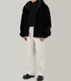 Hoodie silky fur jacket