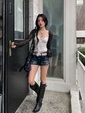 Tease See-Through Wrinkle Crop Cardigan