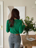 Army V Round Ribbed Knit Cardigan