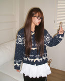 Murfu Nordic Collar Duffle Loose Fit Long Sleeve Knit Cardigan