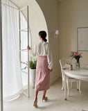 Rain Shirring Tie Blouse