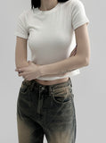 Rebed brushed cropped short sleeve T-shirt