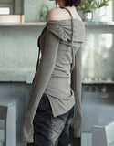 Draped Eyelet Off-shoulder Top