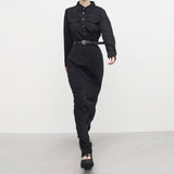 Penaon Back Slit Long One Piece (belt Set)