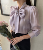 Marina Ribbon Tie Blouse