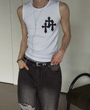 Cross Patch Ribbed Sleeveless