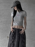 Silly embroidery crop tee