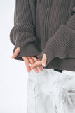 Mild sleeve wamer over knit hood zip-up
