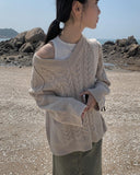 Mora cable long V knit