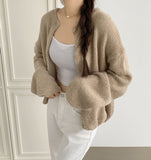 Fluffy Avant-Fit Shibori Alpaca Long Sleeve Cardigan