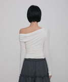 Layered Draped One-Shoulder Long Sleeve
