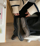 Luave black blue brushed denim pants