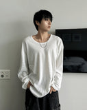 Waffle U-Neck Long Sleeve Tee