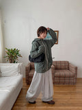 Bomiru Ribbon Hood Check Wind Jumper