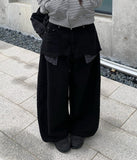 Flick Check Wide Cotton Balloon Pants