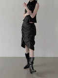 Rev Stripe Shirred Midi Skirt