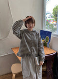 Tlander Check Frill Hood Long Sleeve Shirt