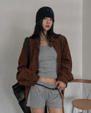 Rio High Neck Button Suede Jacket