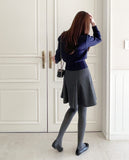 Kiren Layered Ribbon Blouse Knit Cardigan