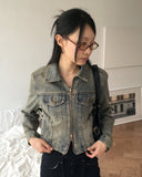 Batte Vintage Y2K Washing Two-Way Denim Jacket