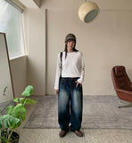 Senreto washed stitch denim pants