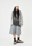 Checkerboard cotton mesh hood zip-up